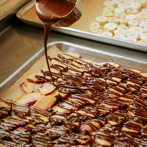 Chocolate Drizzled Freeze-Dried Peaches