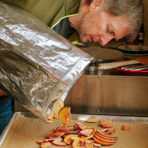 Chocolate Drizzled Freeze-Dried Peaches