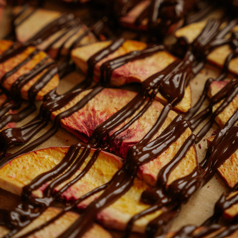 Chocolate Drizzled Freeze-Dried Peaches